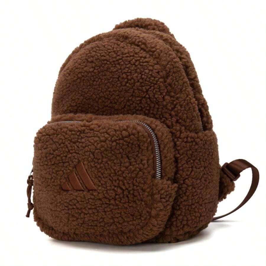 Adidas Cute Casual Plush Backpack, Adjustable Shoulder Straps, KC0228 - Soft Brown - View 1