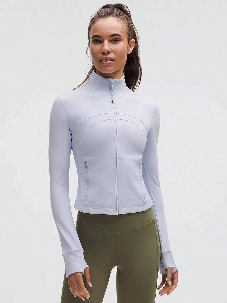 Lululemon Define Cropped Jacket Nulu SRNB-For Yoga Gym Running-Sweat-Wicking-Yoga-All Seasons Sport-Spring/Summer-Autumn/Winter-Back To School- Valentine's Day Gift-LW3HYQS SRNB - 藍色 - 查看 1