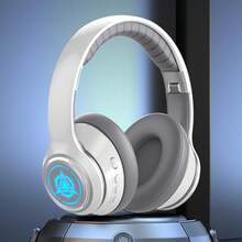 Bluetooth Wireless Headphones, Over-Ear Headphones, Active Noise-Cancelling Color LED Light Comfortable Foldable Headphones, Can Be Connected To A 3.5mm Audio Cable As DJ Monitoring Headphones, Aux Interface, Long Battery Life, High-Fidelity Stereo E-Sports Gaming Headphones, Suitable For/Tablet /PC/ Console/Mobile Phone/Birthday Travel Gift - 白色 - 查看 2