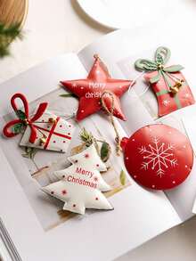 1件复古北欧风锻铁圣诞装饰品，锻铁五角星圣诞树礼盒铃铛挂饰，迷你圣诞树装饰品，圣诞派对圣诞氛围装饰道具，圣诞装饰品，圣诞礼物，圣诞装饰，房间装饰，家居装饰，圣诞装饰品，家居圣诞礼物，圣诞装饰 - 彩色 - 查看 2