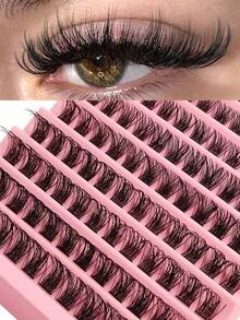 150Pcs D Curl Eyelash Clusters Wispy Voluminous And Lightweight Individual Lashes, Natural Look Lashes Fluffy Cluster Lashes DIY Eyelash Extension Women's Eye Makeup, Beginner Friendly, Reusable Lash Clusters, Eyelash Clusters, Individual Eyelashes, Lashes, Fake Lashes - 黑色 12 - 查看 6