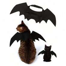 1pcs Halloween Pet Costume Accessories, Black Bat Wings For Small Dogs & Cats, Cool Bat Transformation Outfit For Small Pets - Black - View 1