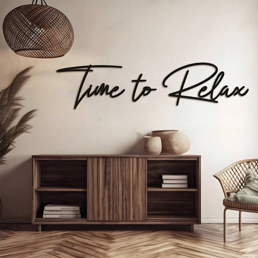 3pcs Metal Wall Decor For Relaxation, Bathroom & Bedroom Decoration - Black - View 1