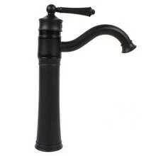 SHIOUCY Wasserhahn Bad Schwarz, Wasserhahn Bad,  Retro Hoch Aufsatzwaschbecken Waschtischarmatur, 360°Schwenkbar Einhebel Waschbecken Armatur, Vintage-Stil badezimmer wasserhahn - Schwarz - Übersicht 7