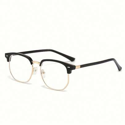 Blue Light Blocking Glasses, Retro Full Frame Metal Glasses, With PC Lenses, Irregular Shape, Classic Retro, Eyebrow Glasses Frame, Flat Glasses