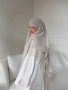 1 chiếc khăn voan chiffon mềm mại, nhẹ nhàng | Chất liệu chiffon mịn màng, nhẹ, che phủ tôn dáng, thoải mái và thanh lịch, thích hợp mặc hàng ngày, đi chơi, cầu nguyện, đi biển và đi nghỉ mát. - Màu be nhạt - Xem 6