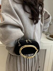 Nueva bolsa de hombro y bandolera de mujer con decoración metálica y diseño único - Negro - Ver 6