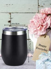 1pc Water/Beer/Wine Mug, 12oz/350ML Wine Tumbler With Push Lid, Stemless Insulated Wine Glasses, Double Wall Vacuum Stainless Steel Travel Tumbler, For Cold & Hot Drinks, Wine, Coffee, Cocktails And More, Back To School Supplies, Designed For Beverage Lovers On-The-Go. - 彩色 - 查看 2