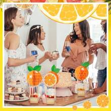 Set Little Cutie Baby Shower Orange Honeycomb Shortcake Tables Centerpieces Orange Party Decorations Little Cutie Paper Hot Air Balloon For Baby Shower - trái cam - Xem 5