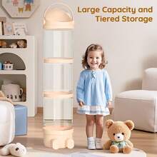 Senmeo ﻿ 3-Tier Stackable Plush Toy Storage Container, Clear Plastic With Sliding Lid, Large Capacity Organizer For 65 Stuffed Animals - Hồng - Xem 5