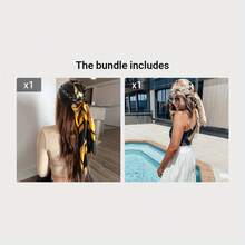 Stylish Black & Yellow Printed Square Scarf For Women – Windshielding & Versatile Outdoor Head Wrap, Lightweight, Hand Washable, Elegant Feminine Style, Perfect For Summer Outfits - Vàng đen - Xem 7