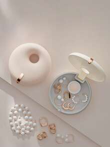 1 件甜甜圈形牙齿保持器盒（带牙钩套装）、隐形保持器牙齿矫正保持器收纳盒、便携式假牙收纳盒、家庭整理收纳箱、双层牙科盒、圆形牙套盒、保持器盒、隐形牙套收纳盒、旅行用护齿盒 - 彩色 - 查看 3