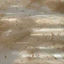 1pc Elegant Pearl Beaded Tulle Fabric, 3D Pearl Transparent Mesh Fabric For DIY Handicrafts, Interior Decoration, Sewing Fabric - Multicolor - View 3