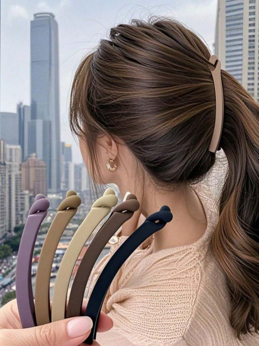 Set de 5 piezas/3 piezas/1 paquete de pinzas para el cabello de plástico ligero en forma de plátano de 11 cm/4,33 pulgadas de color negro/caqui/marrón para mujer, de estilo minimalista y unicolor, adecuadas para uso diario, fiestas, trabajo, ideales para peinarse durante el lavado de cara y la ducha, a juego con maquillaje y atuendos, pinza para el cabello en forma de plátano, cabello, rizado, relleno de calcetines, regalos de relleno de calcetines para mujeres, regalos, relleno de calcetines, relleno de calcetines para adultos, relleno de calcetines para adultos, accesorios para mujeres, relleno de calcetines, accesorio de cabello de mayoría de edad, ideas de regalo para mujeres, relleno de calcetines de belleza - Multicolor - Ver 1