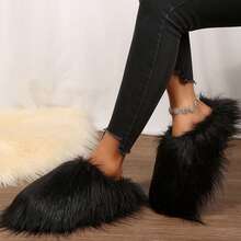 Slippers For Women Soft Comfy Memory Foam Autumn Winter Shoes Slippers Cotton Fuzzy Slippers Bedroom Slippers Fuzzy Short Boots Shoes Comfy Faux Fluffy Slippers Indoor House - 黑色 - 查看 4
