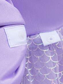 女婴美人鱼蝴蝶结亮片露背深 V 薄纱淡紫色优雅公主裙，适合宝宝 1 岁生日礼物、宴会、派对、特殊场合 - 淡紫色 - 查看 7