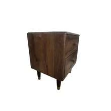 Buró rústico de madera con 2 cajones, mesa auxiliar para dormitorio y sala, almacenamiento eficiente, estilo natural y cálido, ideal para ambientes acogedores y funcionales - Dark Rustic Oak - Ver 2
