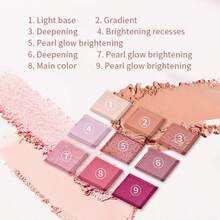 CHEERFLOR CFR546 6.3g Eyeshadow Palette Matte Shimmer Glitter Shine Silky Fine Texture Eye Makeup 9-Color Rich Vibrant Color High Pigment Versatile Perfect For Daily Use Party Female Women Girl Gift - Multicolor - View 8