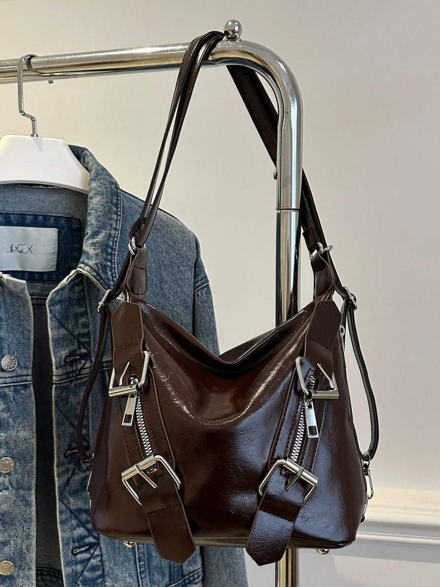 Bolso de mano cruzado con diseño retro sencillo, de gran capacidad y versátil, color rojo Ankola, adecuado para el trabajo, la escuela y los viajes. Nuevo para primavera 2024.