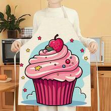 1 pieza Delantal con estampado de dibujos animados navideños, delantal de limpieza del hogar con estampado creativo e interesante, delantal de cocina impermeable, resistente al aceite y fácil de limpiar, delantal creativo para el hogar, ropa de trabajo - Multicolor - Ver 12