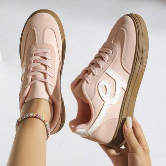 女式系带休闲滑板鞋，户外徒步运动鞋，舒适百搭