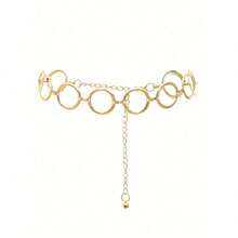 1 Pc Women's Versatile Circle Decorated Waist Chain, Elegant Fashion Waist Belt For Dress - Bạc - Xem 2