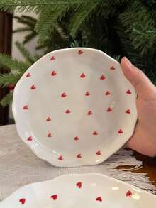 1/4pcs Ceramic Dessert Plates, Hand-Painted Sweet Snack Plates, Home Dining Serving Dishes, Party Afternoon Tea Snack Plates, Candy Dishes - Multicolor - View 5