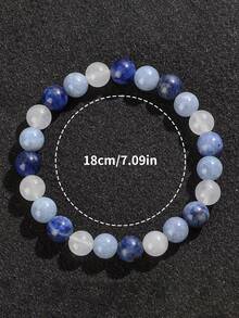8mm Natural Stone Sodalite Beaded Bracelet - Calm, Serenity, Emotional Balance, Ideal For Daily Life & Festive, Attracts Wealth & Luck Fashion Jewelry Gift For Men And Women - Multicolor - View 5