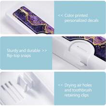 Toothbrush Travel Case - Pattern, Holder And Covers For Toothbrushes, Includes Tongue Scraper Case - 2件-3 - 查看 3