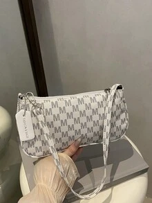 New Fashionable Versatile Chain Strap Shoulder Bag, Underarm Handbag For Women - White - View 1