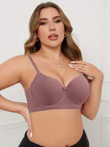 MIMILEMON Plus Size Pale Pink Women's Underwire Bra, Supportive & Comfortable - Dusty Pink - View 6