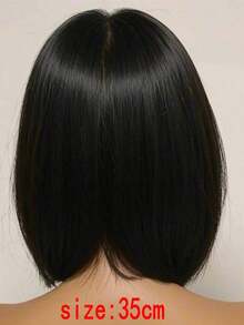 12Inch Black Short Bob Wig Synthetic Straight Black Bob Wig With Bangs Straight Bob Bangs Wig For Women Natural Looking For Daily Use - Black - View 6