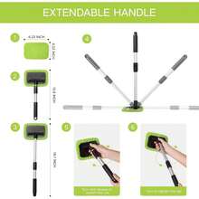 11pcs Auto Windshield Cleaning Kit With 6 Reusable Microfiber Pads, 2 Spray Bottles, Extendable Handles - Green, Popular Auto Cleaning Essential - 粉色 - 查看 11