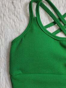 ANARRUGA Cropped Top For Gym Everyday - Green - View 3