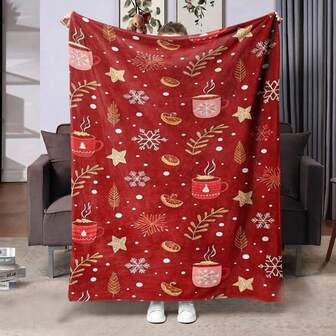 1pc Christmas Pattern Printed Blanket, Warm, Soft And Comfortable Flannel Blanket Suitable For Sofa, Bed, Car, Office, Room, Camping, Travel, All Season Gift Blanket