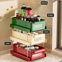 Estante de cocina de doble capa, estante de almacenamiento multifuncional para frascos de especias, estante de almacenamiento para botellas y tazas de especias, estante de almacenamiento de especias para cocina de escritorio, estante de especias para encimera del hogar, estante de especias antideslizante extraíble, artefacto de almacenamiento para el área de especias de cocina - Blanco - Ver 4