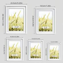 4pcs Classic Fashion White Raised Stripe Combination Photo Frame Set, Displays 3.5x5", 4x6", 5x7", 6x8", 8x10" Photos, Can Be Placed Horizontally Or Vertically On Desk Or Wall Decor, Ideal For Displaying Family Photos, Birthday, Friends Gathering (Photos For Reference Only, Random Photo Paper Included) - White - View 5