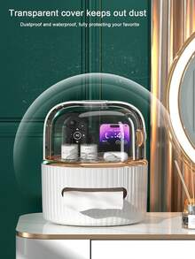 Caja de almacenamiento de cosméticos de lujo con doble puerta, estantería decorativa para baño, caja de pañuelos a prueba de polvo con extracción, estantería de almacenamiento multifuncional para escritorio, adecuada para baño, tocador, escritorio de oficina, decoración de habitación - Multicolor - Ver 9