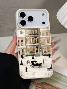 1pc Winter Snowflake & Snowhouse Pattern Waterproof Anti-Fall Anti-Slip Soft Textured Phone Case, Compatible With Apple, Phones,International Version, Not The Domestic Version - Multicolor - View 4