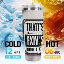 40oz That's What Fixin Stuff Know I Tumbler, Double Wall Vacuum Insulated Travel Mug, Spill Proof Lid, Gift For Dad, Mom, Ideal For Christmas, Mother's Day, Birthday Gift, Perfect As A Halloween Gift, Coffee Cup - White - View 6