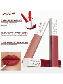 DUNUF 8pcs Matte Lip Gloss Set, Easy To Color, Long-Lasting, It Won't Stick To The Cup And Won't Fade, Moisturizing, Non-Stick, Rich Pigmentation, For All Skin Types, Mixed Color Palette, Ideal Gift For Women - 彩色 - 查看 9