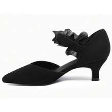Women's Pointed Toe Kitten Heels - Closed Toe Floral Embellished With Cushioned Insole Christmas Gift & New Year Gift - Màu đen mát mẻ - Xem 2