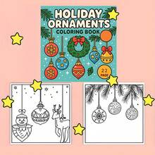 Libro para colorear de 22 páginas con temática de adornos navideños - Adecuado para principiantes con papel grueso, patrones simples, diseños navideños y festivos - Fácil arte, Fácil Navidad, Regalos de cumpleaños, Acción de Gracias, Libro para colorear para adultos, Ilustraciones alegres, Ilustraciones creativas