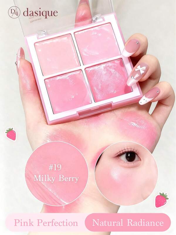 Dasique Paleta de blush matte Dasique de 4 cores, altamente pigmentada, duradoura, brilhante, leve, natural, blush, maquiagem facial, fórmula vegana, maquiagem de marca feminina de moda sofisticada, presentes de Natal, presentes essenciais para mulheres (8g)