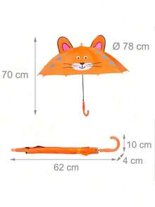 ELE-GATE Paraguas Kawaii con Figura de Tigre con Orejas Desplegables - Multicolor - Ver 7