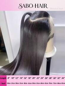 骨直蕾丝前假发，真人混纺发丝，13x4高清透明蕾丝前片，女士无胶巴西原生发蕾丝前片假发，200%密度，预先拔毛，带婴儿发际线 - 自然色&黑色系 - 查看 16