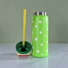 OWALAFreeSip   24/32oz Straw Insulated Water Bottle Double-Layer Stainless Steel Vacuum Thermal Mug For Sport And Travel - Darling Daisy-32oz - 查看 3