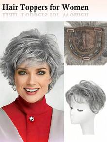 nimoki Hair Topper, Short Wiglet Hair Topper For Women With Thinning Large Coverage Synthetic Top Crown Hairpiece For Women