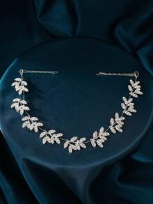 1pc 7pcs Leaf Design Headband With 2pcs Hair Clips Hair Accessories For Women, For Wedding - Gold - View 13
