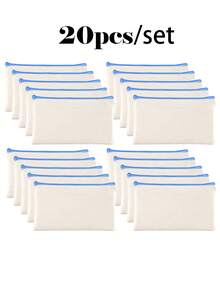 50 Peças Sacos de Zíper de Lona Bege - Bolsas DIY para Artesanato e Armazenamento de Cosméticos, Papelaria - Perfeito para Natal, Casamentos, Aniversários, Decoração de Casa, Decorações de Natal, Decoração de Quarto de Inverno